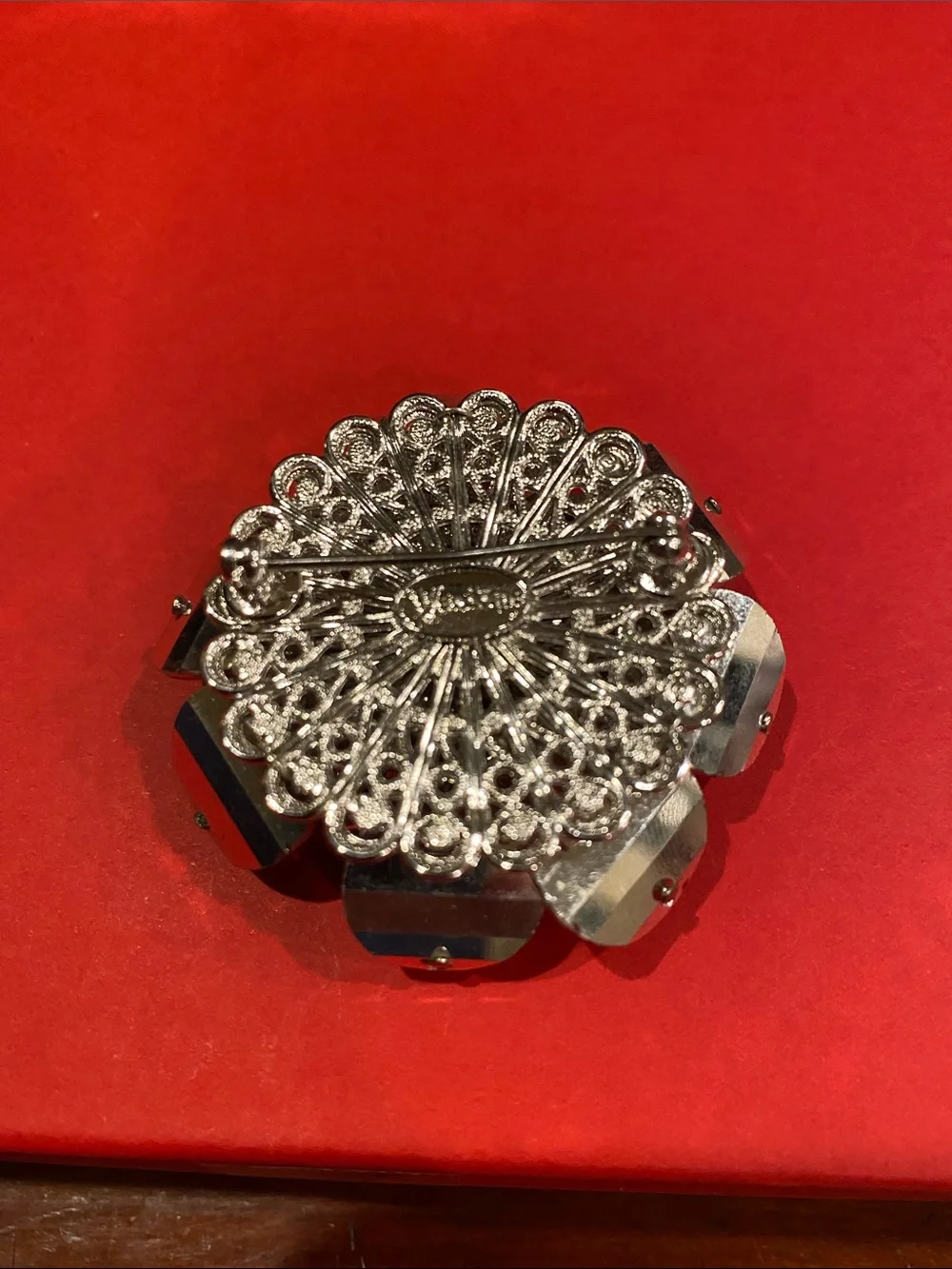 Vendome Crystal Lotus Flower Brooch Pin - Clear Sparkling Petals